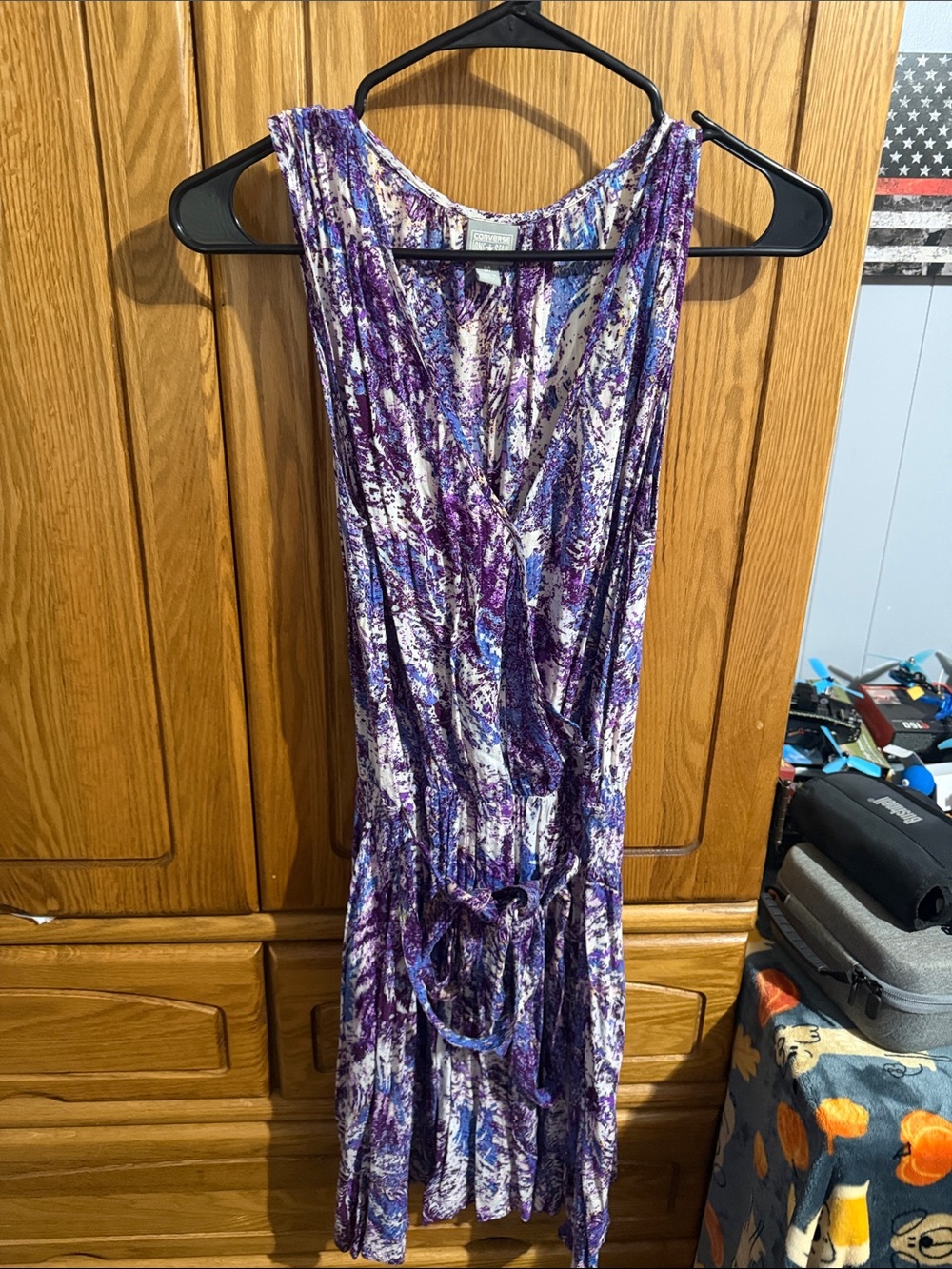 Converse Purple Abstract Print Sleeveless Midi Dress